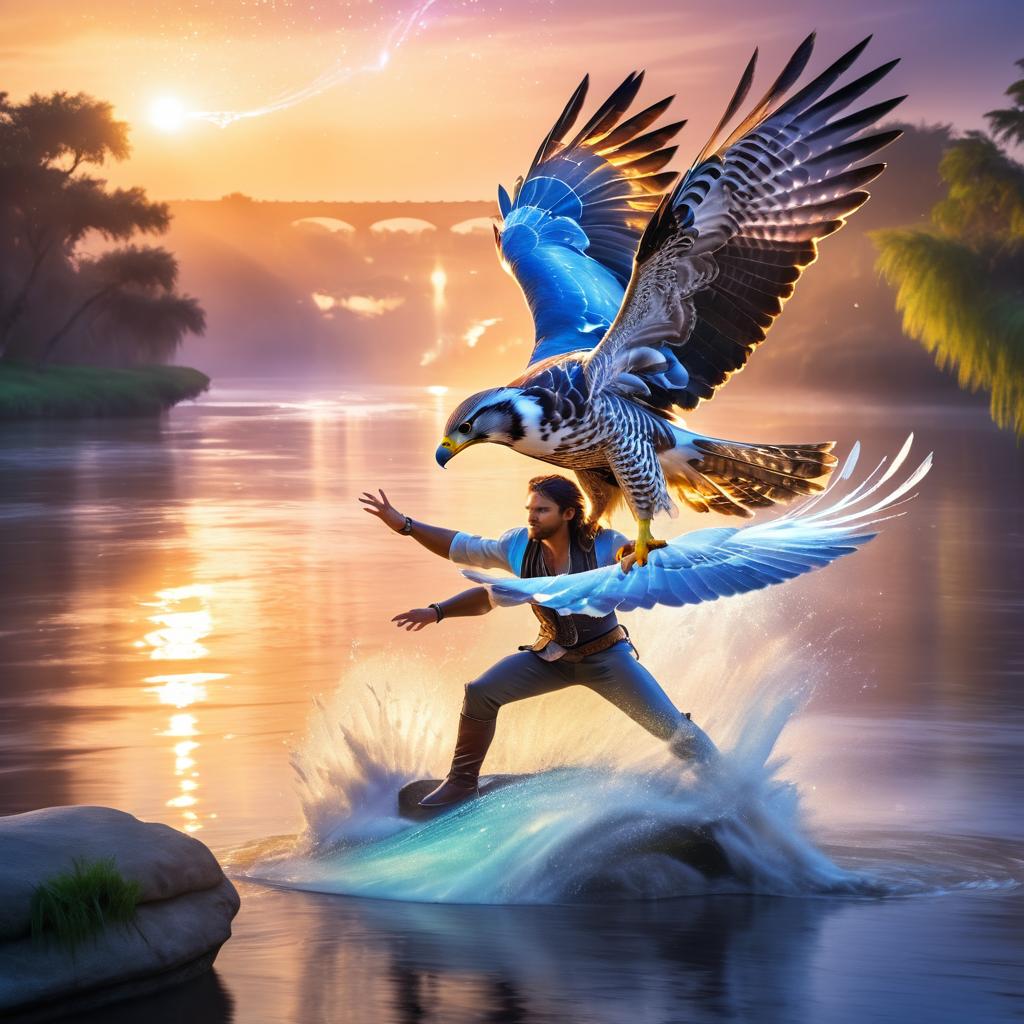 Enchanting Falcon Rider at Dawn