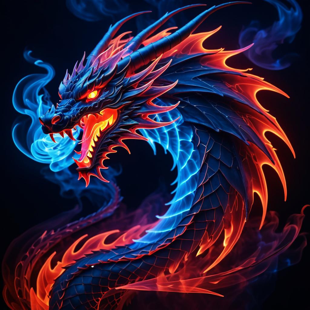 Translucent Dragon with Fiery Illumination