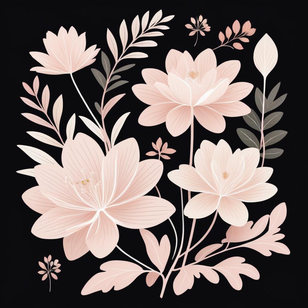 Romantic Botanical Illustrations in Vintage Style