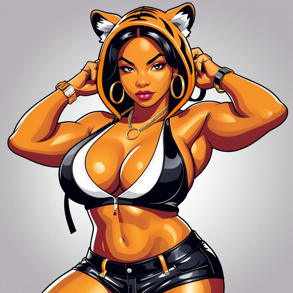 Bold Hip-Hop Tiger Character Illustration