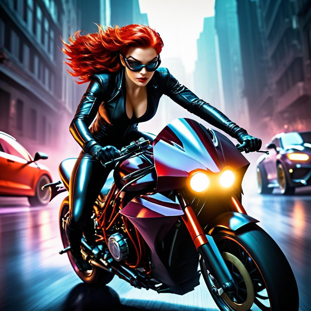 Adventurous Catwoman: Red-Haired Racer