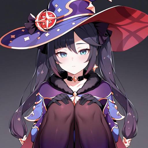 Mona from Genshin Impact in Witch Hat