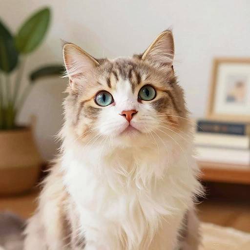 Whimsical Fluffy Cat Portrait