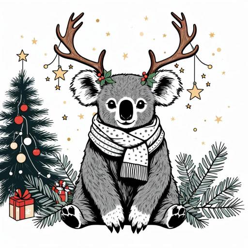Cozy Koala with Reindeer Antlers Design Cozy Koala with Reindeer Antlers Design