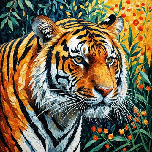 Vibrant Neo-Impressionist Tiger Artwork Vibrant Neo-Impressionist Tiger Artwork