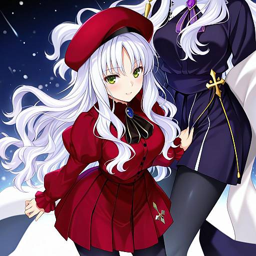 Illustration of Caren hortensia (amor caren), fate (series) in the style of Kanna (plum)