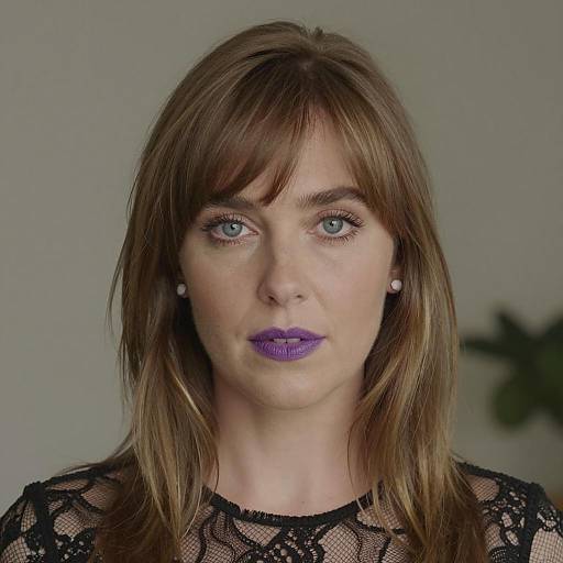 Portrait of Woman with Purple Lipstick