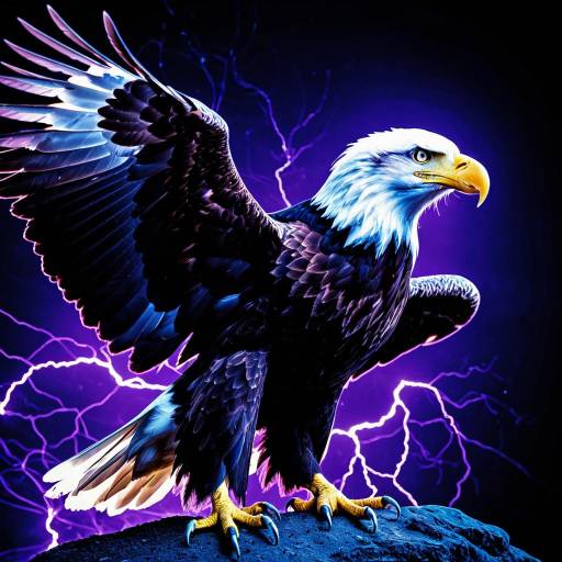 Radiant Bald Eagle with Electric Violet Lightning Radiant Bald Eagle with Electric Violet Lightning