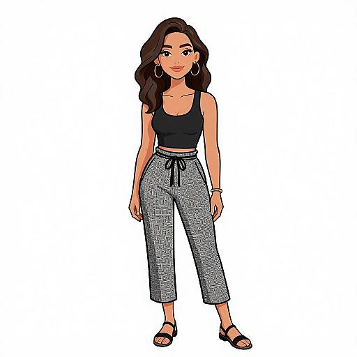 Chic Smiling Woman in Casual Outfit