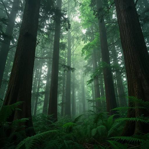 Ancient Forest with Misty Sunbeams