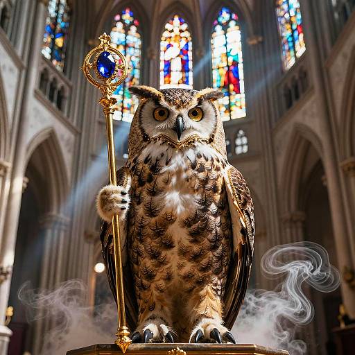 Giant Eagle Owl High Priest in Cathedral