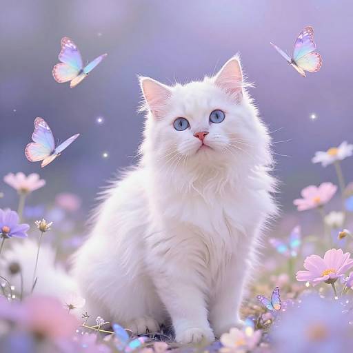 Ethereal Fantasy White Cat Art