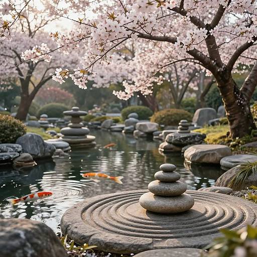 Tranquil Zen Garden with Koi Pond