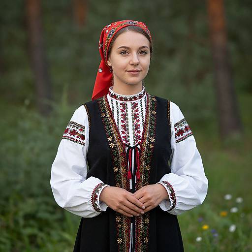 Traditional Russian Folk Woman Attire