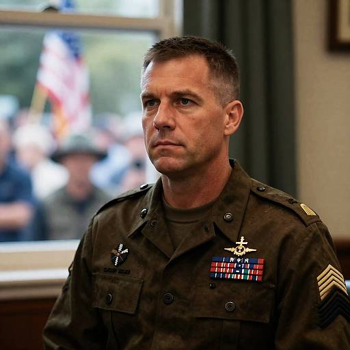 Serious Middle-Aged Soldier in Uniform