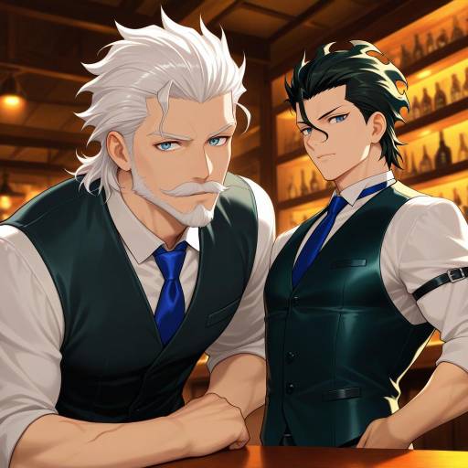 Stylish Bartender with Blue Eyes
