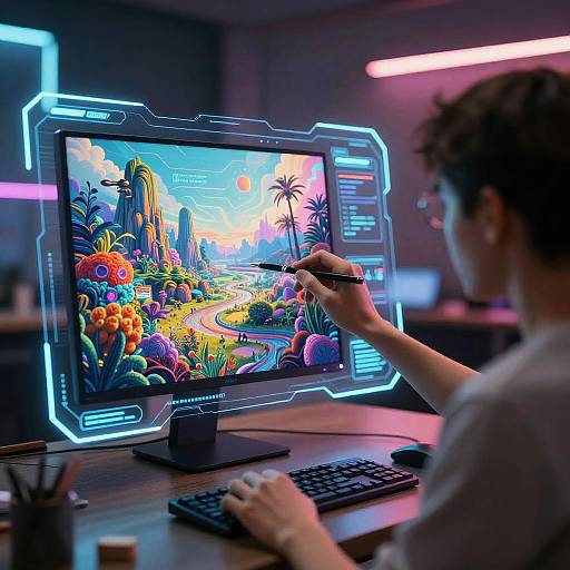 Cyberpunk AI Image Generation Interface