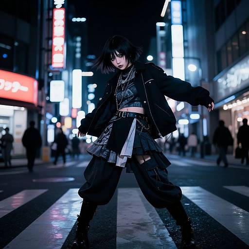 Jirai Kei Anime Girl in Futuristic City