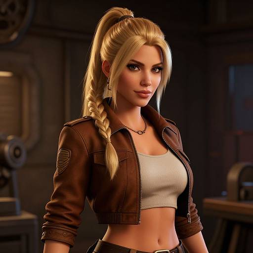 Confident Blonde Woman in Workshop