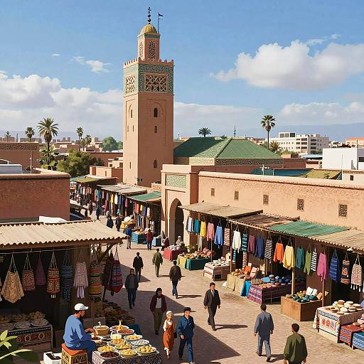 Vibrant Anime Marrakech Market Scene