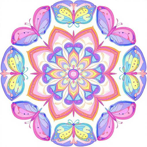 Vibrant Symmetrical Butterfly Mandala
