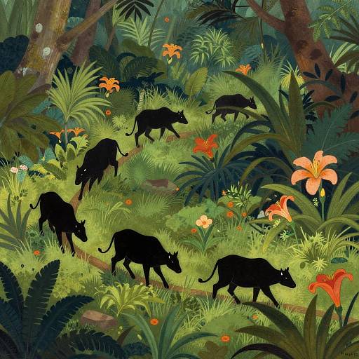 Henri Rousseau Jungle Foraging Scene