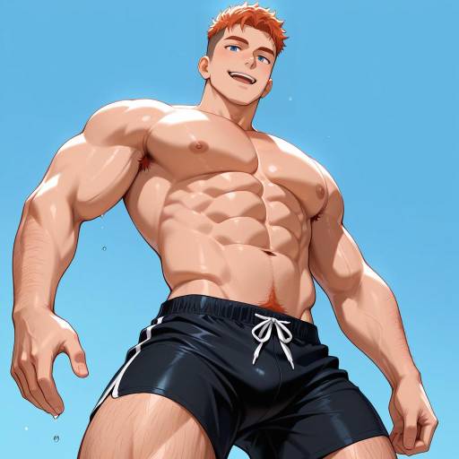 Muscular Boy with Ginger Hair and Swimwear Muscular Boy with Ginger Hair and Swimwear