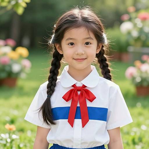 Joyful Girl in Sunlit Garden