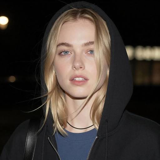 Urban Night Portrait of Blonde Woman