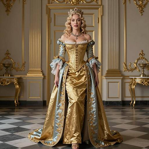 Regal Madonna in Gold Corset Costume