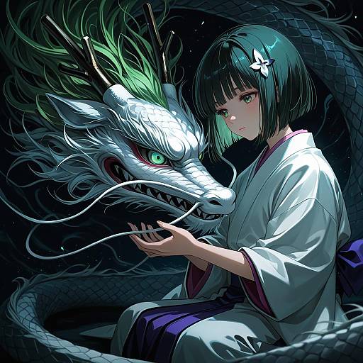 Illustration of Haku (sen to chihiro no kamikakushi), sen to chihiro no kamikakushi in the style of Yuki (asayuki101)