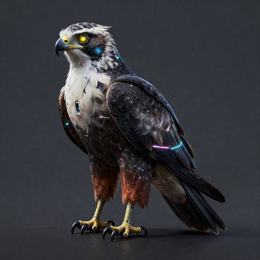 Hyper-detailed Cybernetic Neon Hawk