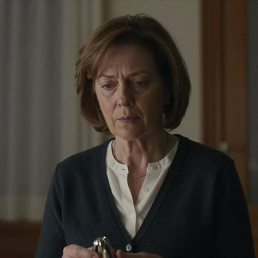 Serious Middle-Aged Woman in Dim Light