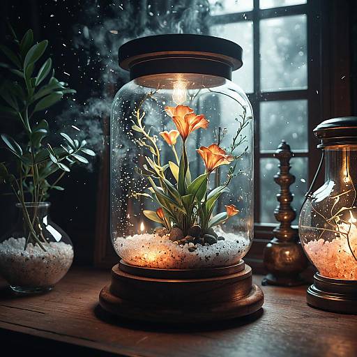 Botanical Planisphere in Glass Jar with Volume Lighting
