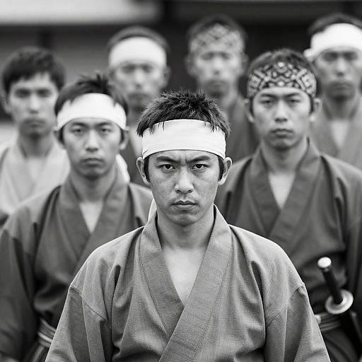 Serious Japanese Men in Traditional Clothing