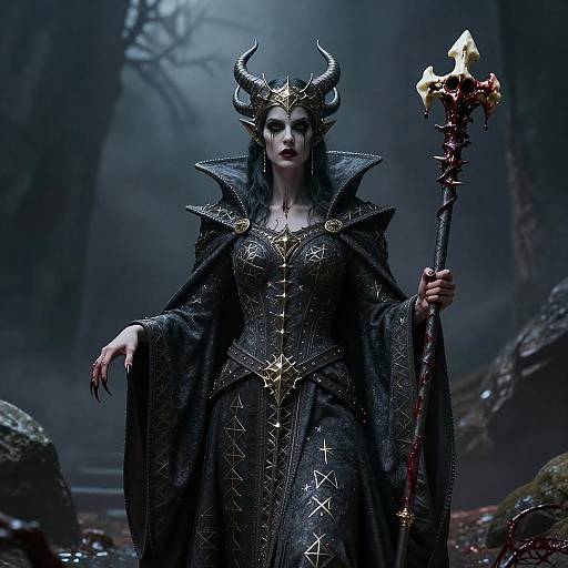 Ancient Lich Queen with Bloody Bone Scepter