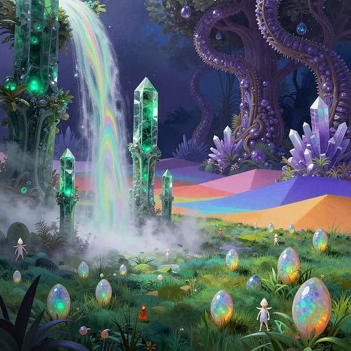 Surreal Emerald and Violet Dreamscape