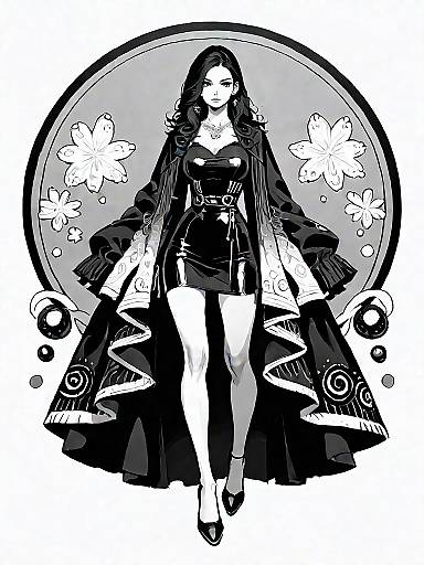 Glamorous Comic Girl in Chic Dress