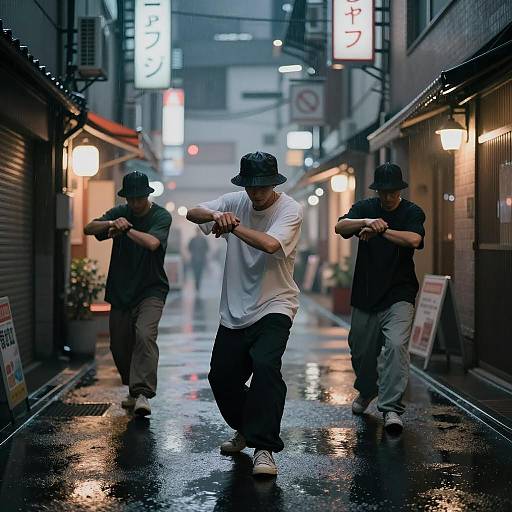 Cinematic Street Dancer in Tokyo Rain