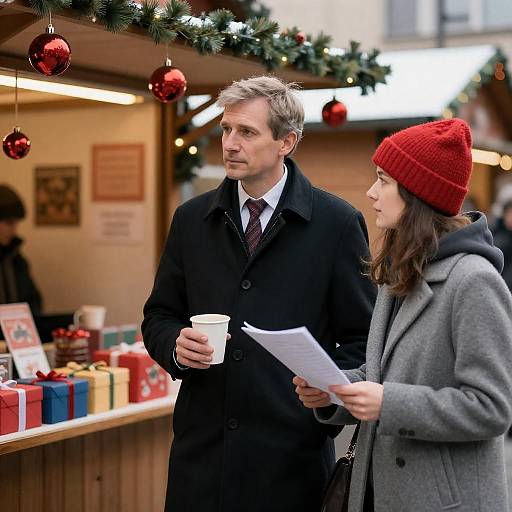 Christmas Market Stall Photograph with Two People