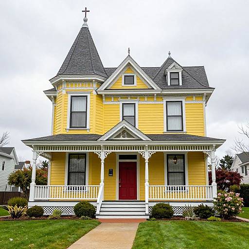 Victorian House with Yellow Exterior
