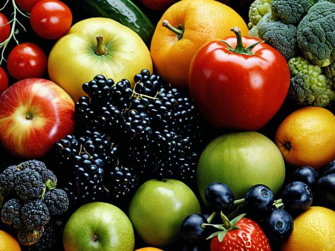 Vibrant Close-Up of Fruits and Vegetables