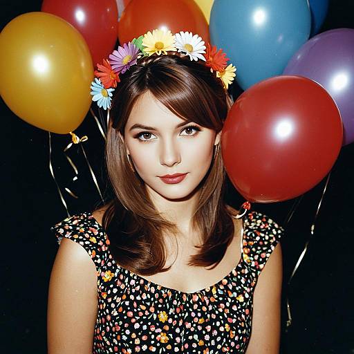 Young Woman with Balloons at Party