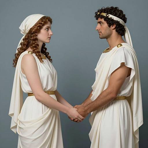 Ancient Greek Characters in Elegant Embrace