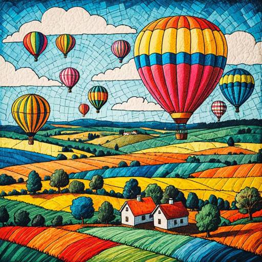 Colorful Crayon Hot Air Balloons Art Colorful Crayon Hot Air Balloons Art