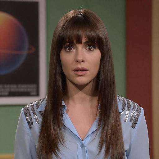 Surprised Woman in Sequin Top