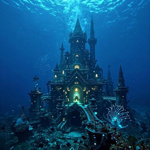 Ethereal Underwater Fortress Panorama