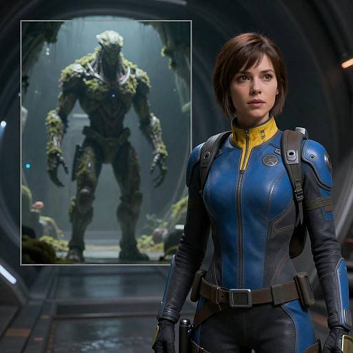 Futuristic Sci-Fi Character in Dark Tunnel