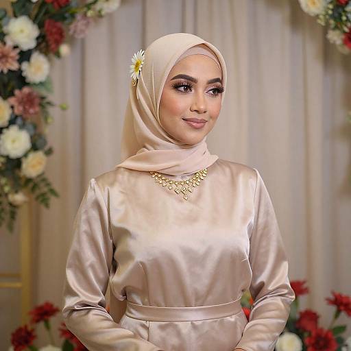 Elegant Woman in Beige Hijab Portrait