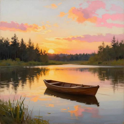 Tranquil Lakeside Meadow at Sunset
